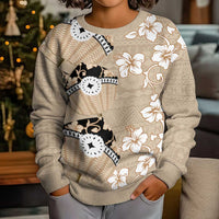 Bula Fiji Iri Buli Kid Ugly Christmas Sweater Woven Fan With Fijian Tapa - Polynesian Pride