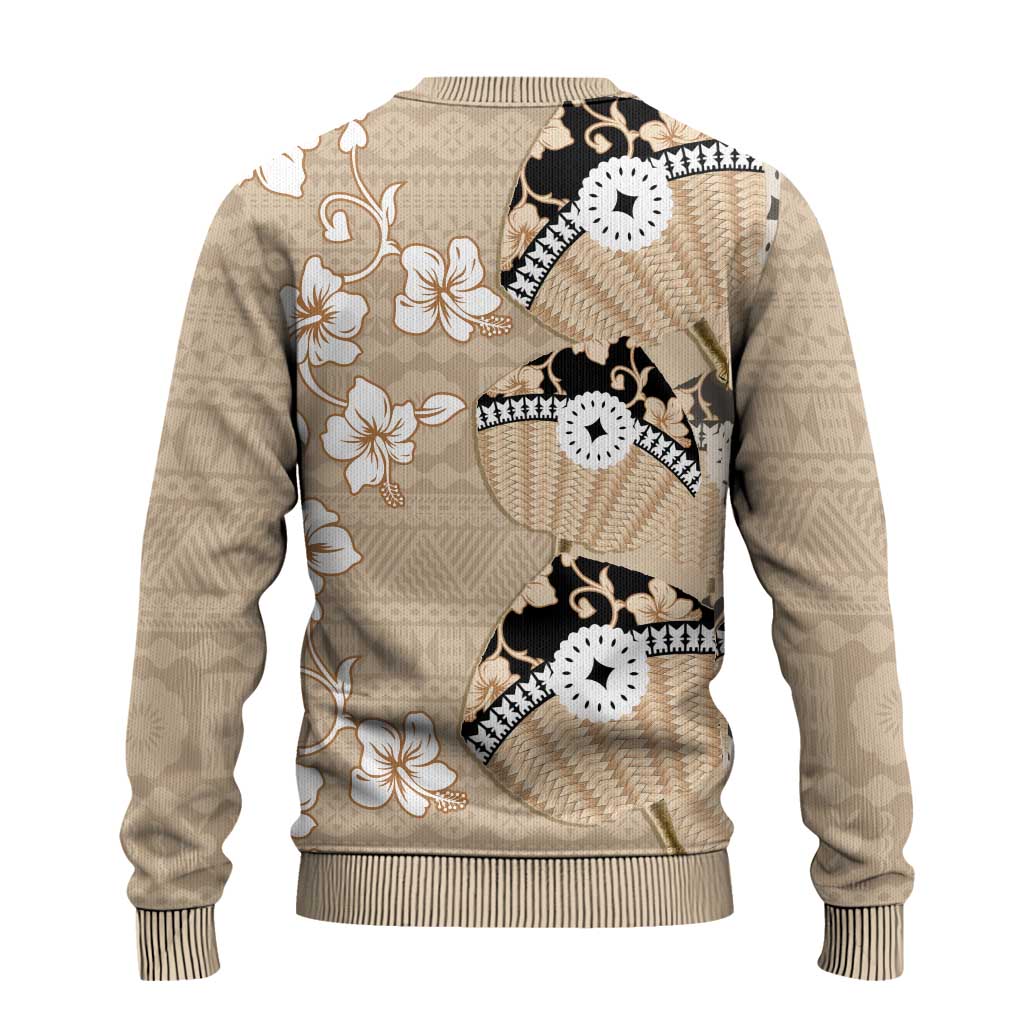 Bula Fiji Iri Buli Ugly Christmas Sweater Woven Fan With Fijian Tapa - Polynesian Pride