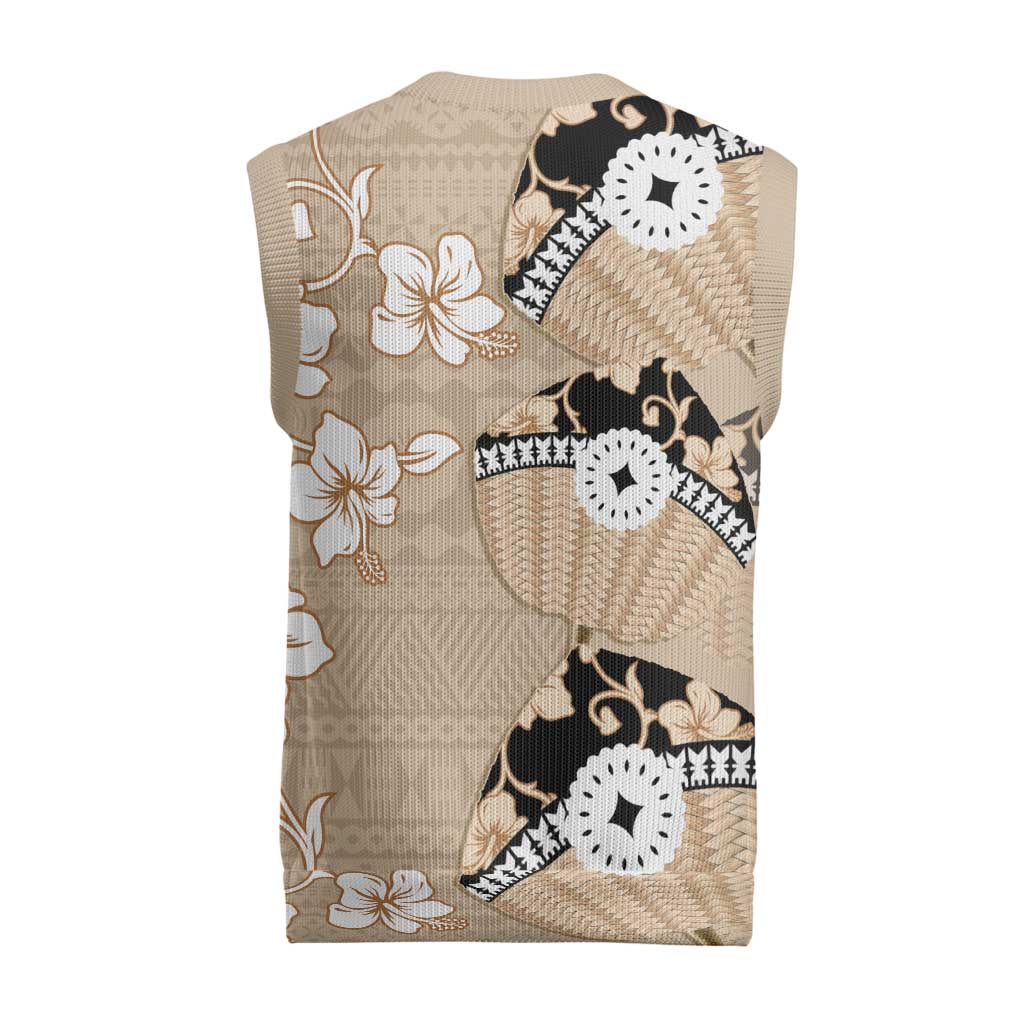 Bula Fiji Iri Buli Christmas Knitted V-Neck Vest Woven Fan With Fijian Tapa - Polynesian Pride