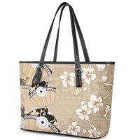 Bula Fiji Iri Buli Leather Tote Bag Woven Fan With Fijian Tapa