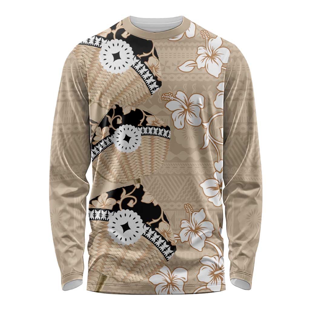 Bula Fiji Iri Buli Long Sleeve Shirt Woven Fan With Fijian Tapa