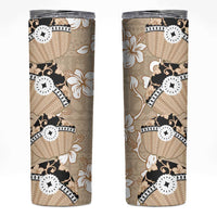 Bula Fiji Iri Buli Skinny Tumbler Woven Fan With Fijian Tapa