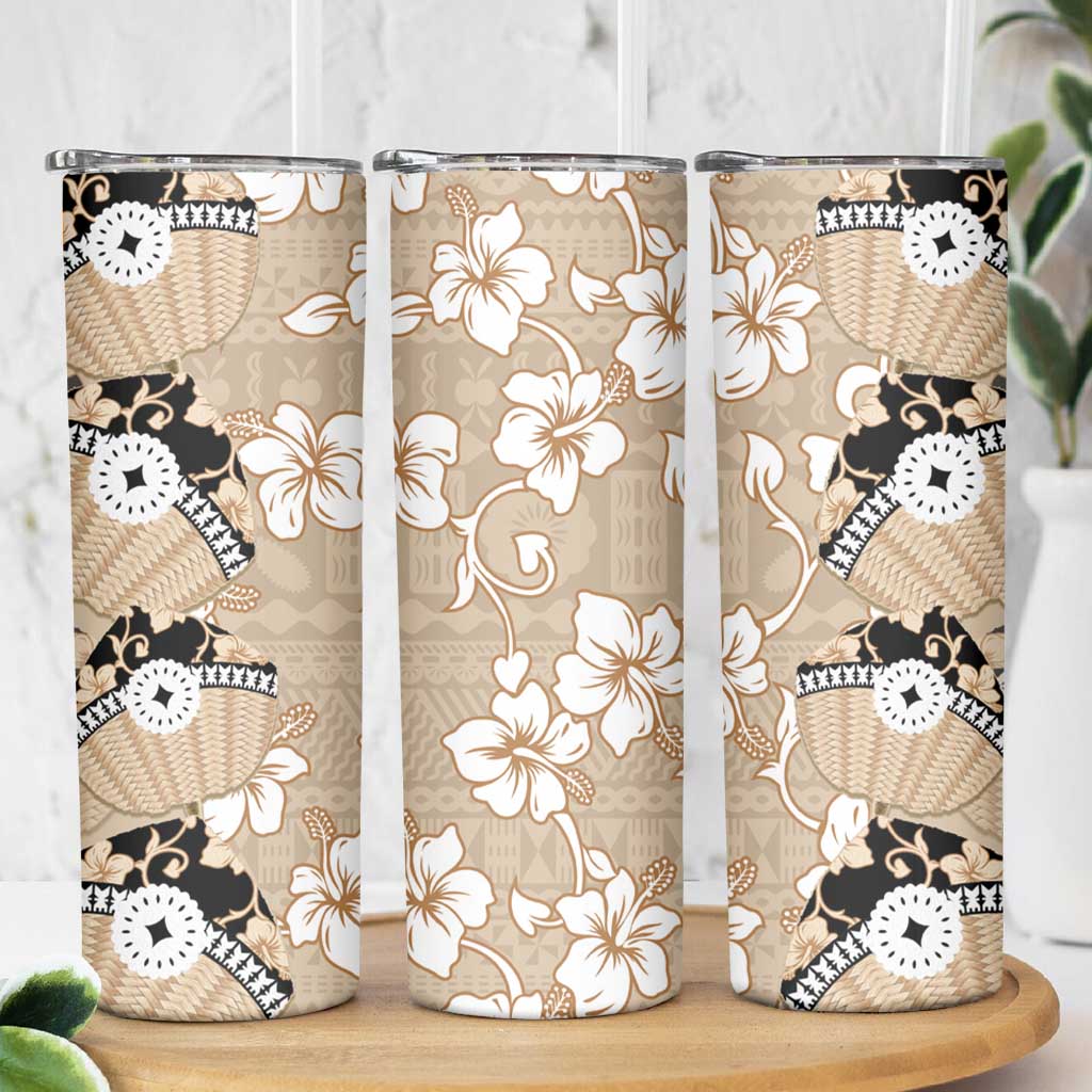 Bula Fiji Iri Buli Skinny Tumbler Woven Fan With Fijian Tapa