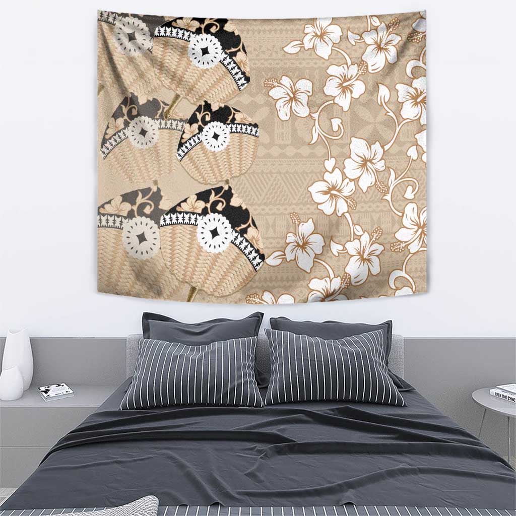 Bula Fiji Iri Buli Tapestry Woven Fan With Fijian Tapa