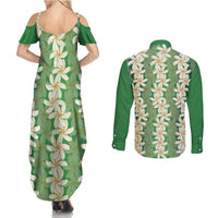 Ia Orana Tahiti Tiare Maori Seamless Style Couples Matching Summer Maxi Dress and Long Sleeve Button Shirt