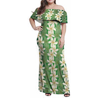 Ia Orana Tahiti Tiare Maori Seamless Style Family Matching Off Shoulder Maxi Dress and Hawaiian Shirt