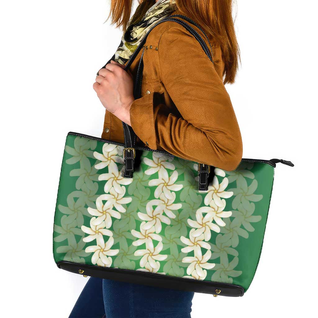 Ia Orana Tahiti Tiare Maori Seamless Style Leather Tote Bag LT14 Green - Polynesian Pride