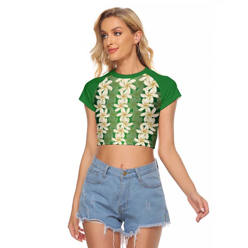 Ia Orana Tahiti Tiare Maori Seamless Style Raglan Cropped T Shirt LT14 Female Green - Polynesian Pride