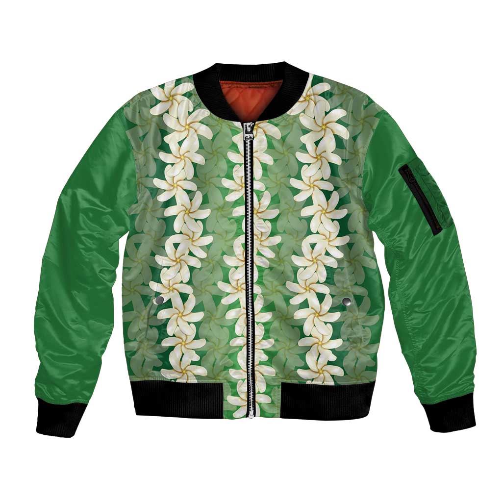 Ia Orana Tahiti Tiare Maori Seamless Style Sleeve Zip Bomber Jacket LT14 Unisex Green - Polynesian Pride