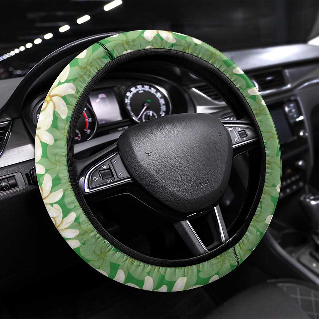 Ia Orana Tahiti Tiare Maori Seamless Style Steering Wheel Cover LT14 Universal Fit Green - Polynesian Pride