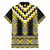 Yellow Taniko Aotearoa Family Matching Short Sleeve Bodycon Dress and Hawaiian Shirt Niho Taniwha Mix Poutama