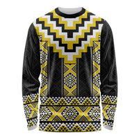 Yellow Taniko Aotearoa Long Sleeve Shirt Niho Taniwha Mix Poutama