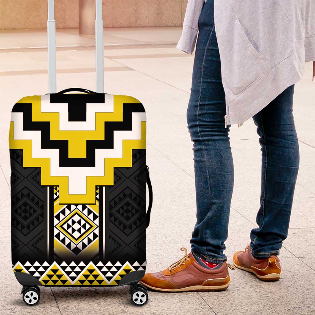 Yellow Taniko Aotearoa Luggage Cover Niho Taniwha Mix Poutama LT14 Yellow - Polynesian Pride