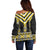 Yellow Taniko Aotearoa Off Shoulder Sweater Niho Taniwha Mix Poutama