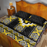 Yellow Taniko Aotearoa Quilt Bed Set Niho Taniwha Mix Poutama
