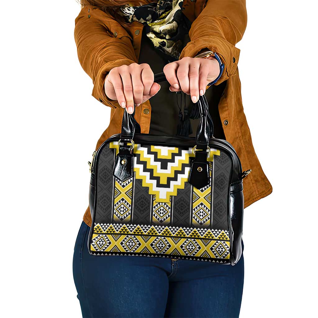 Yellow Taniko Aotearoa Shoulder Handbag Niho Taniwha Mix Poutama LT14 One Size Yellow - Polynesian Pride