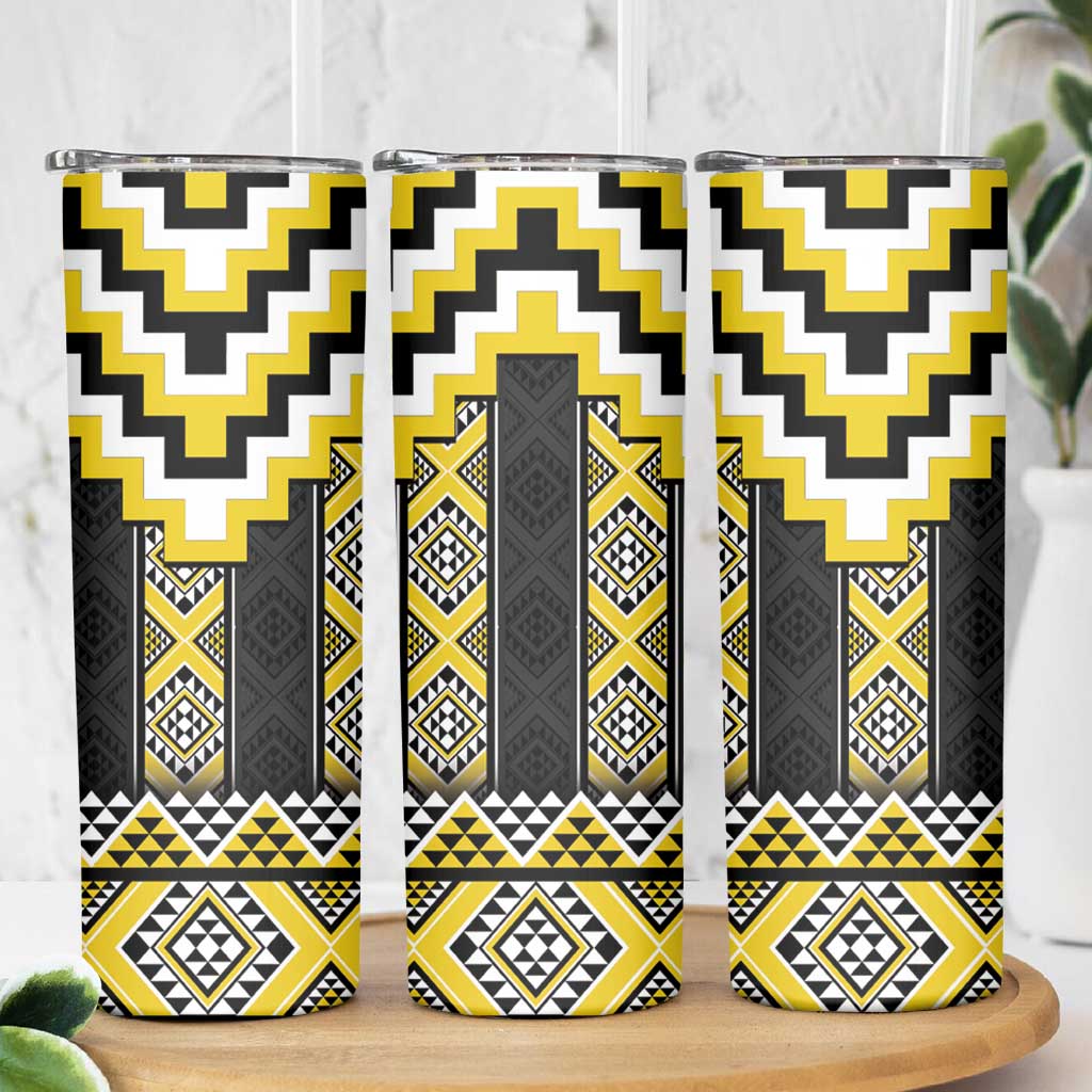 Yellow Taniko Aotearoa Skinny Tumbler Niho Taniwha Mix Poutama