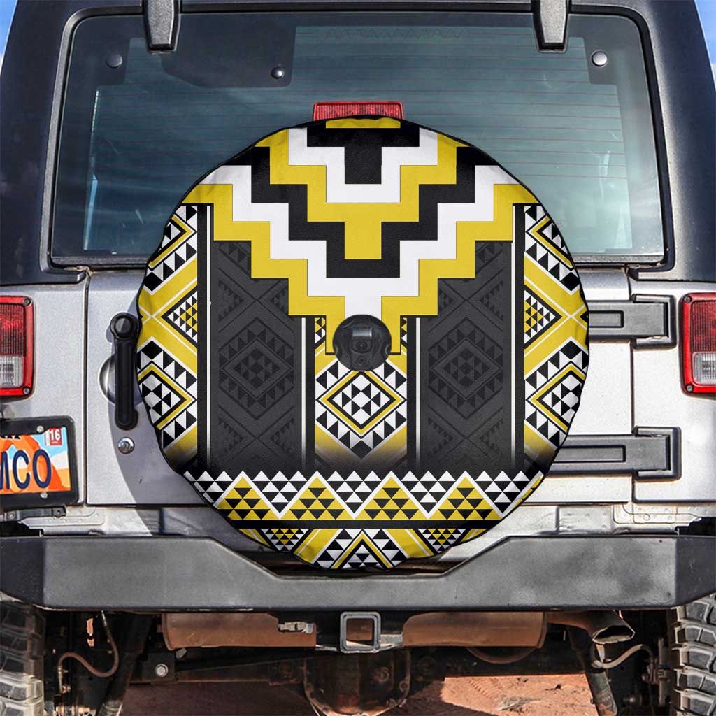 Yellow Taniko Aotearoa Spare Tire Cover Niho Taniwha Mix Poutama LT14 Yellow - Polynesian Pride