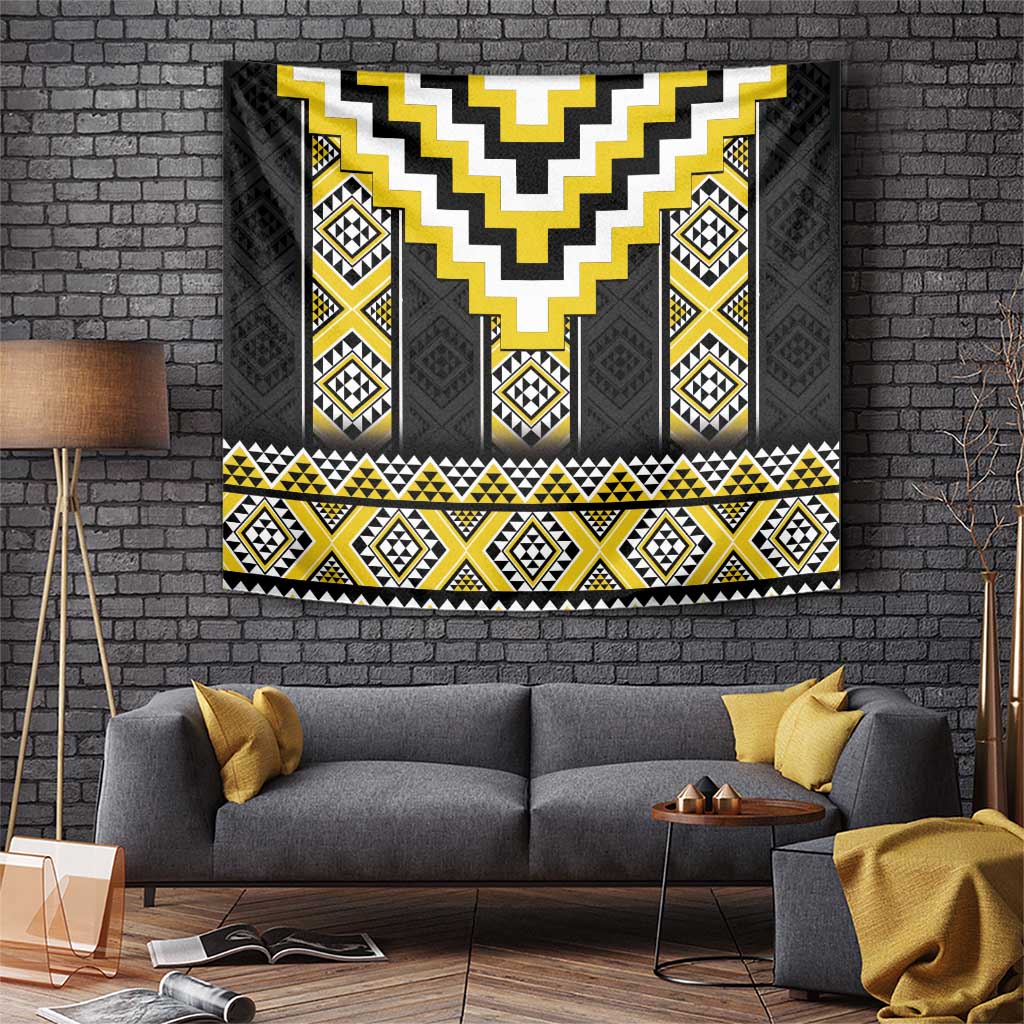 Yellow Taniko Aotearoa Tapestry Niho Taniwha Mix Poutama LT14 Yellow - Polynesian Pride
