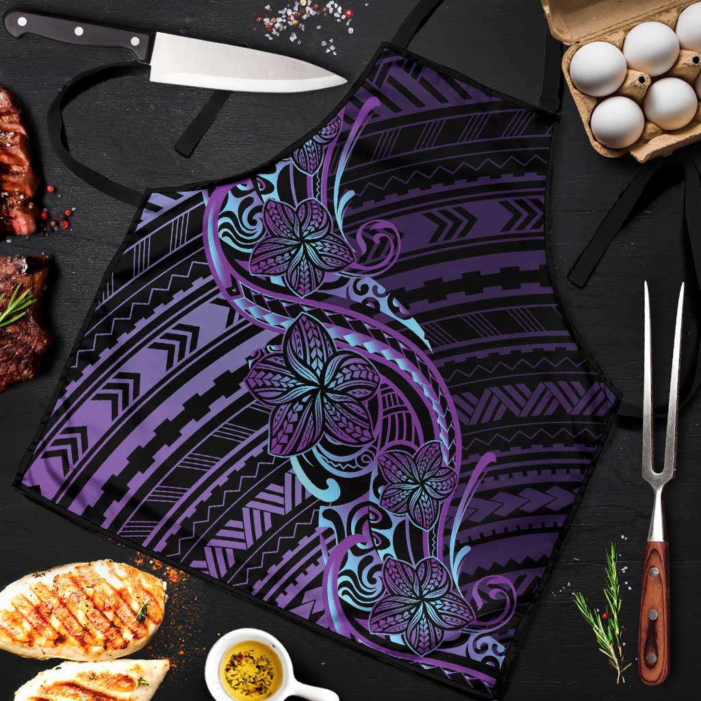 Teal Purple Polynesia Plumeria Tattoo Apron