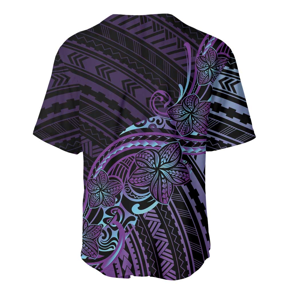 Teal Purple Polynesia Plumeria Tattoo Baseball Jersey LT14 - Polynesian Pride