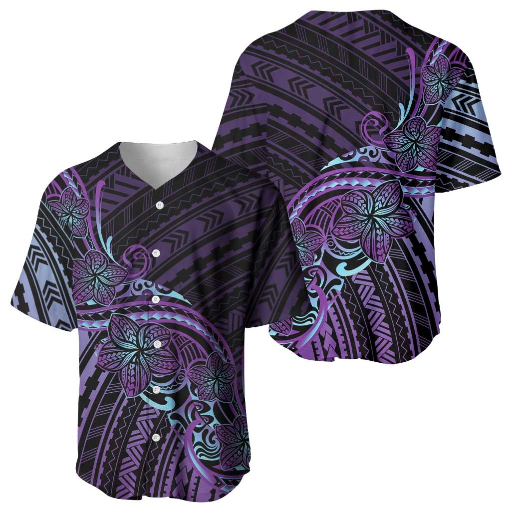 Teal Purple Polynesia Plumeria Tattoo Baseball Jersey LT14 - Polynesian Pride