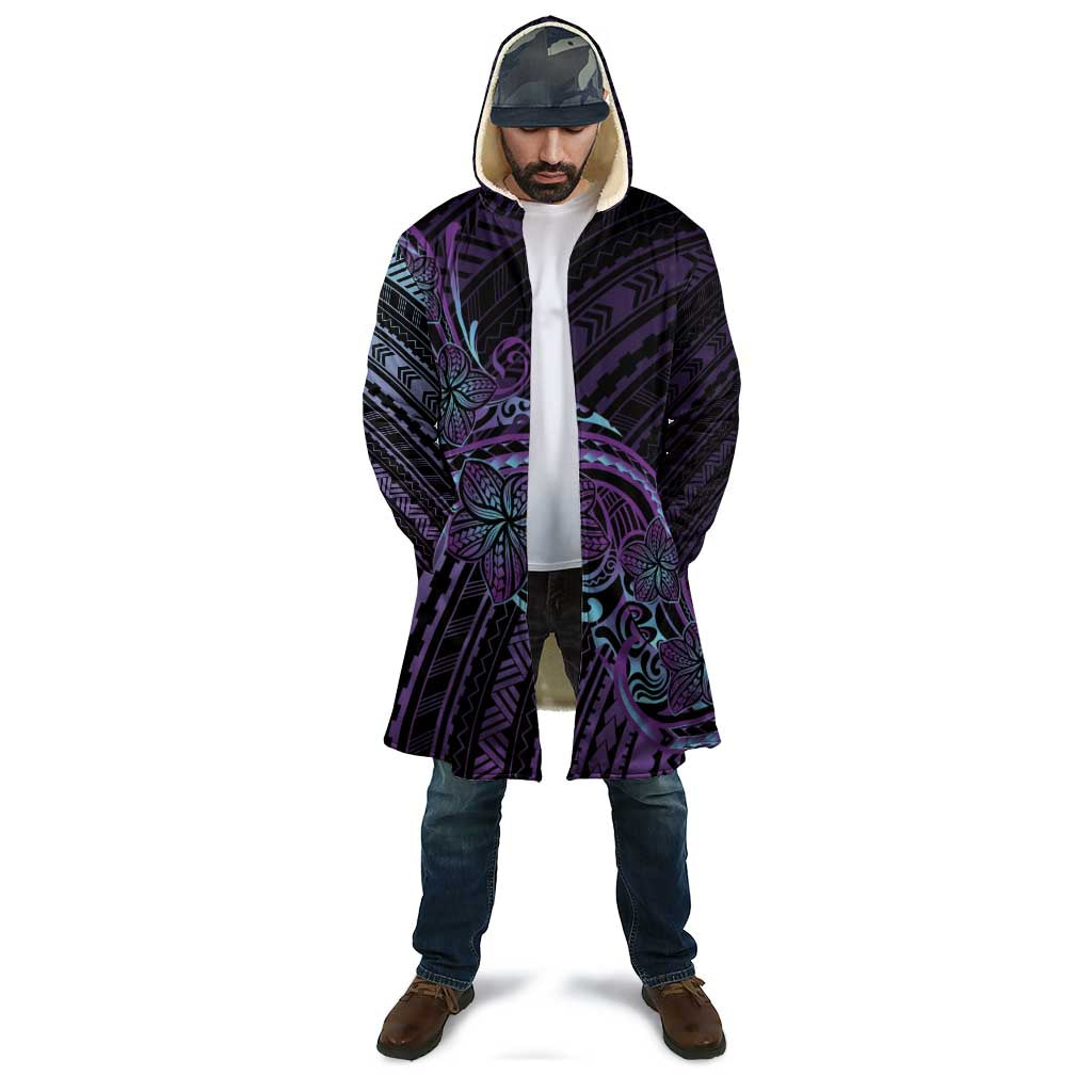 Teal Purple Polynesia Plumeria Tattoo Cloak