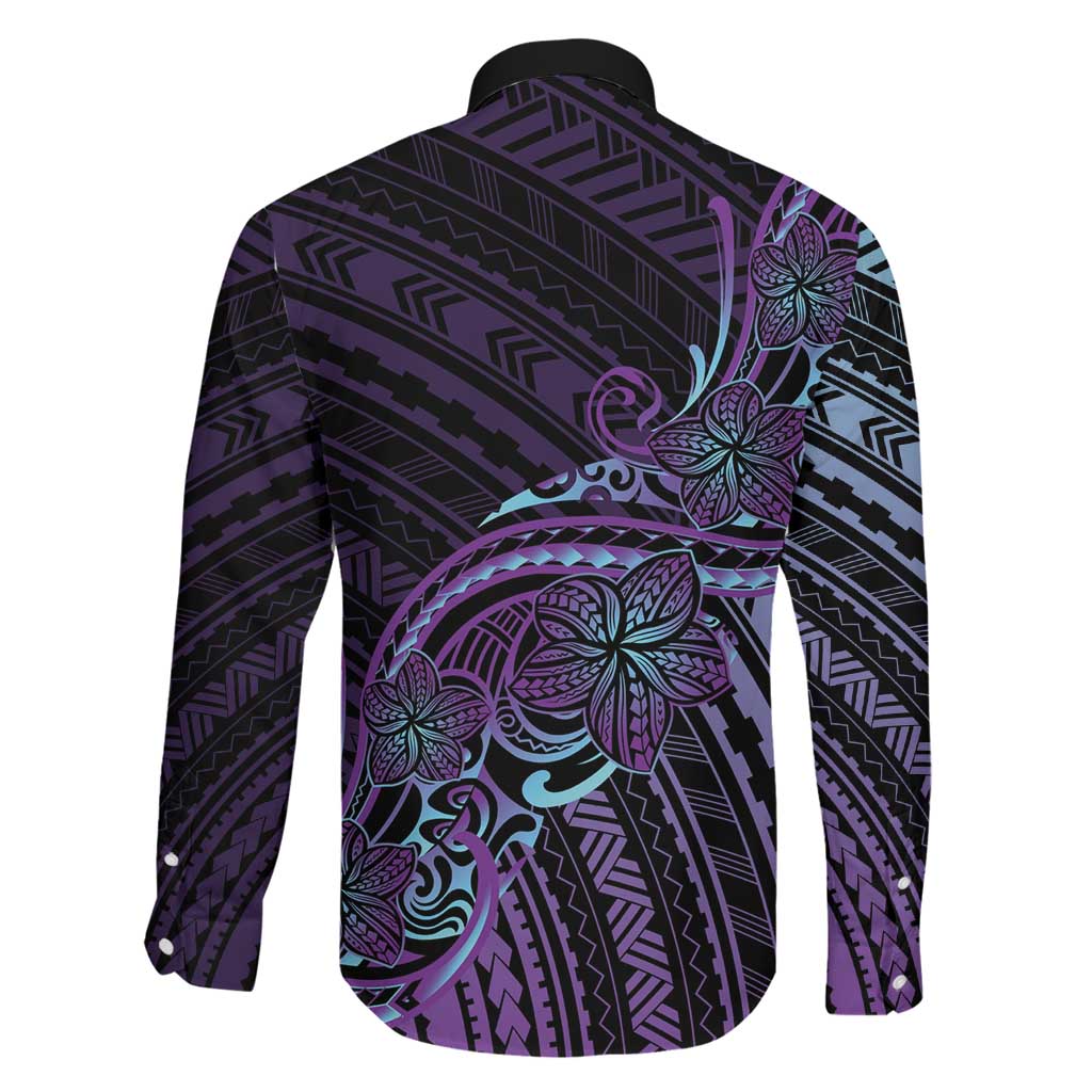 Teal Purple Polynesia Plumeria Tattoo Family Matching Puletasi and Hawaiian Shirt LT14 - Polynesian Pride