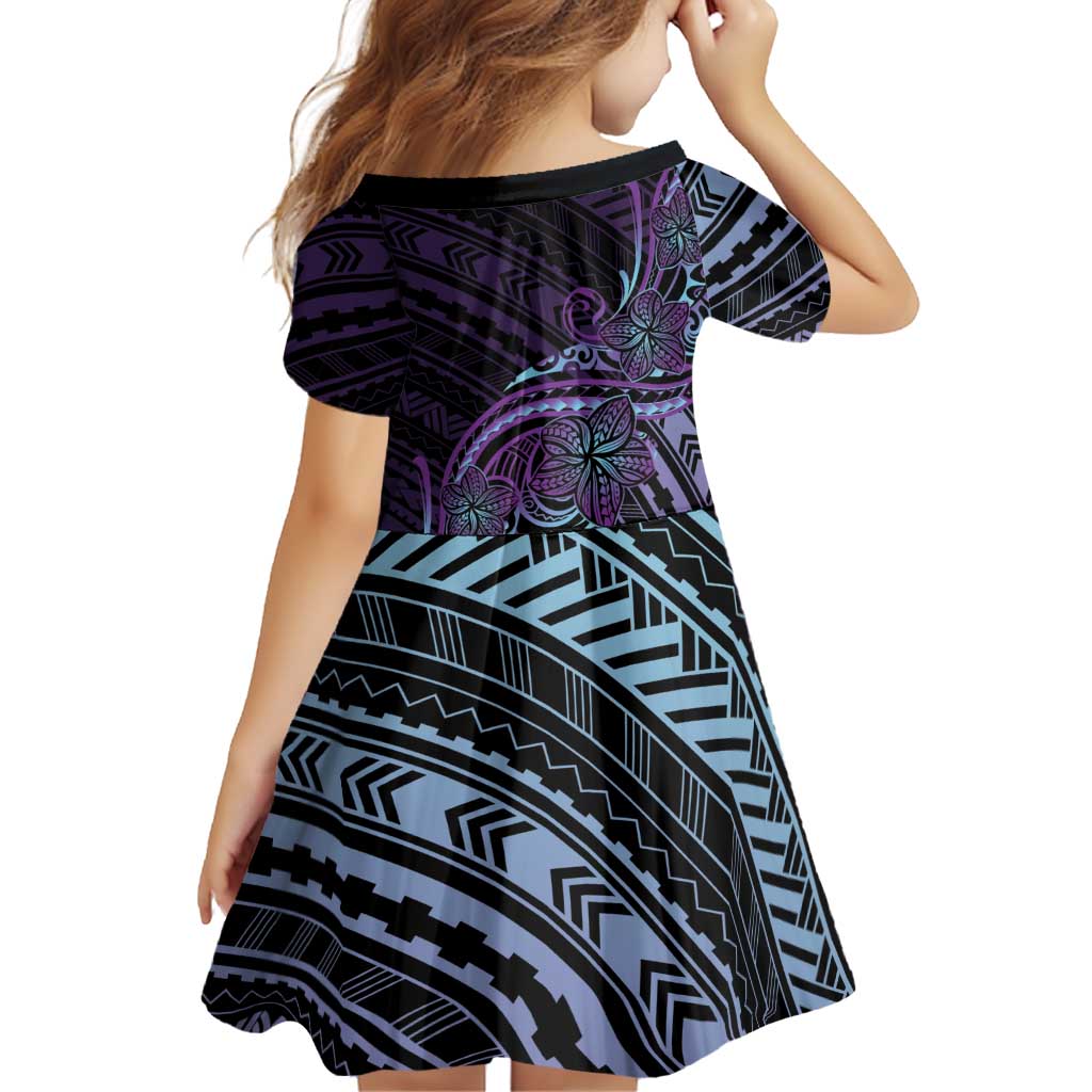 Teal Purple Polynesia Plumeria Tattoo Family Matching Summer Maxi Dress and Hawaiian Shirt LT14 - Polynesian Pride