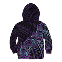 Teal Purple Polynesia Plumeria Tattoo Kid Hoodie