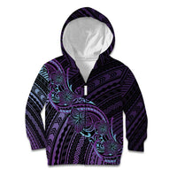 Teal Purple Polynesia Plumeria Tattoo Kid Hoodie