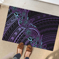 Teal Purple Polynesia Plumeria Tattoo Rubber Doormat LT14 - Polynesian Pride