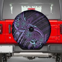Teal Purple Polynesia Plumeria Tattoo Spare Tire Cover