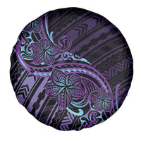 Teal Purple Polynesia Plumeria Tattoo Spare Tire Cover