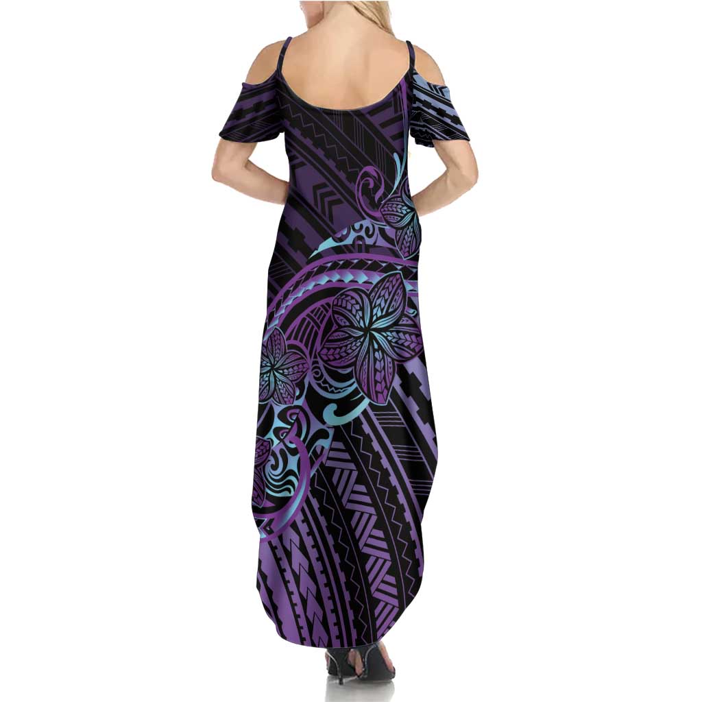 Teal Purple Polynesia Plumeria Tattoo Summer Maxi Dress LT14 - Polynesian Pride
