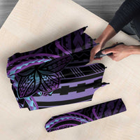 Teal Purple Polynesia Plumeria Tattoo Umbrella