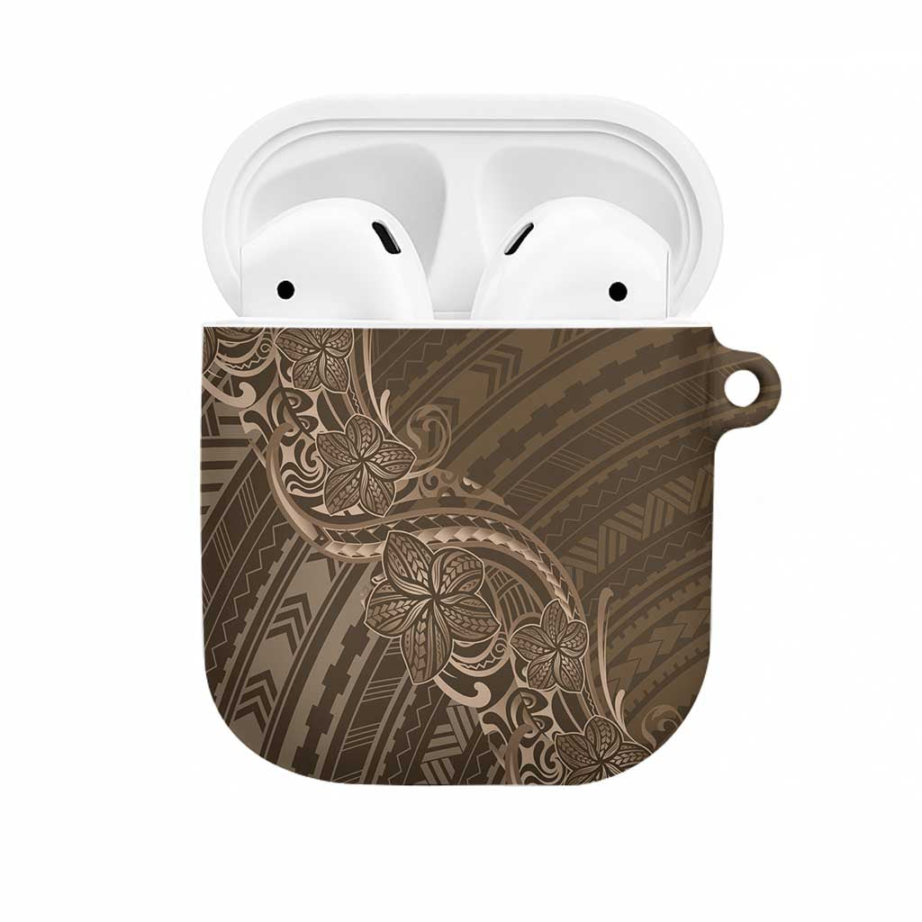 Brown Polynesia Plumeria Tattoo AirPods Case