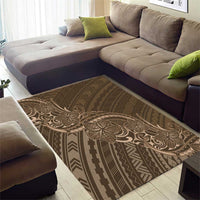 Brown Polynesia Plumeria Tattoo Area Rug
