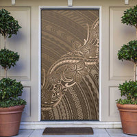 Brown Polynesia Plumeria Tattoo Door Cover