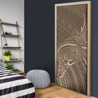 Brown Polynesia Plumeria Tattoo Door Cover