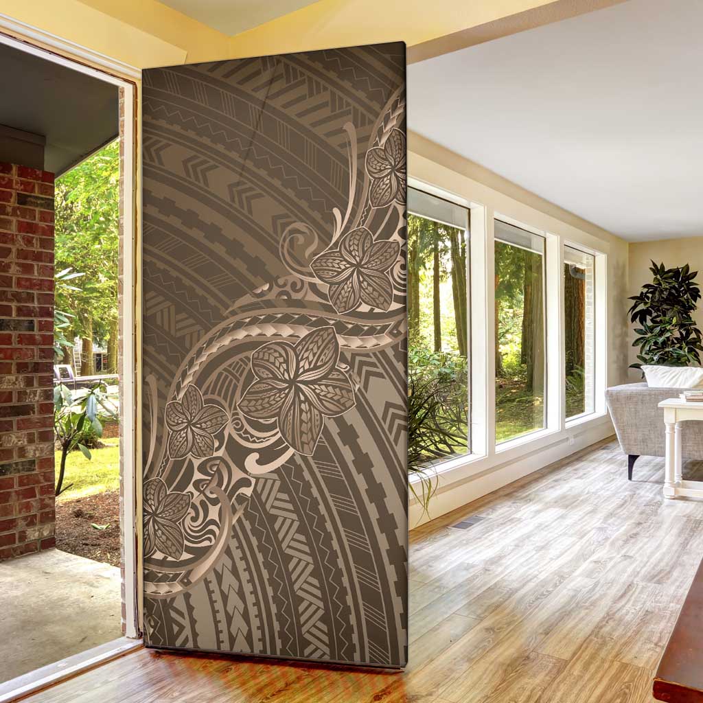 Brown Polynesia Plumeria Tattoo Door Cover