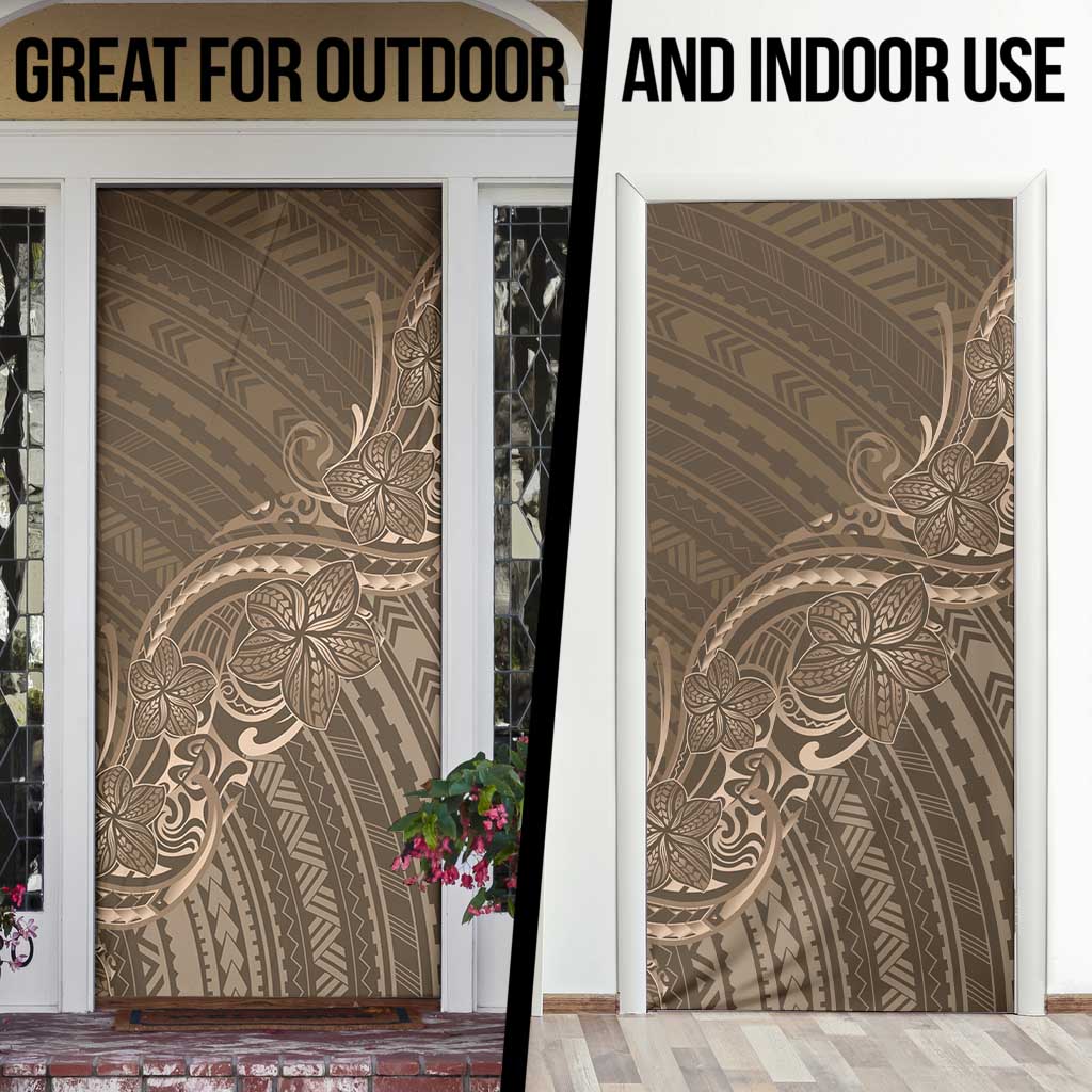 Brown Polynesia Plumeria Tattoo Door Cover