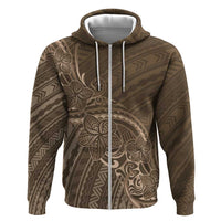 Brown Polynesia Plumeria Tattoo Hoodie LT14 Zip Hoodie Brown - Polynesian Pride