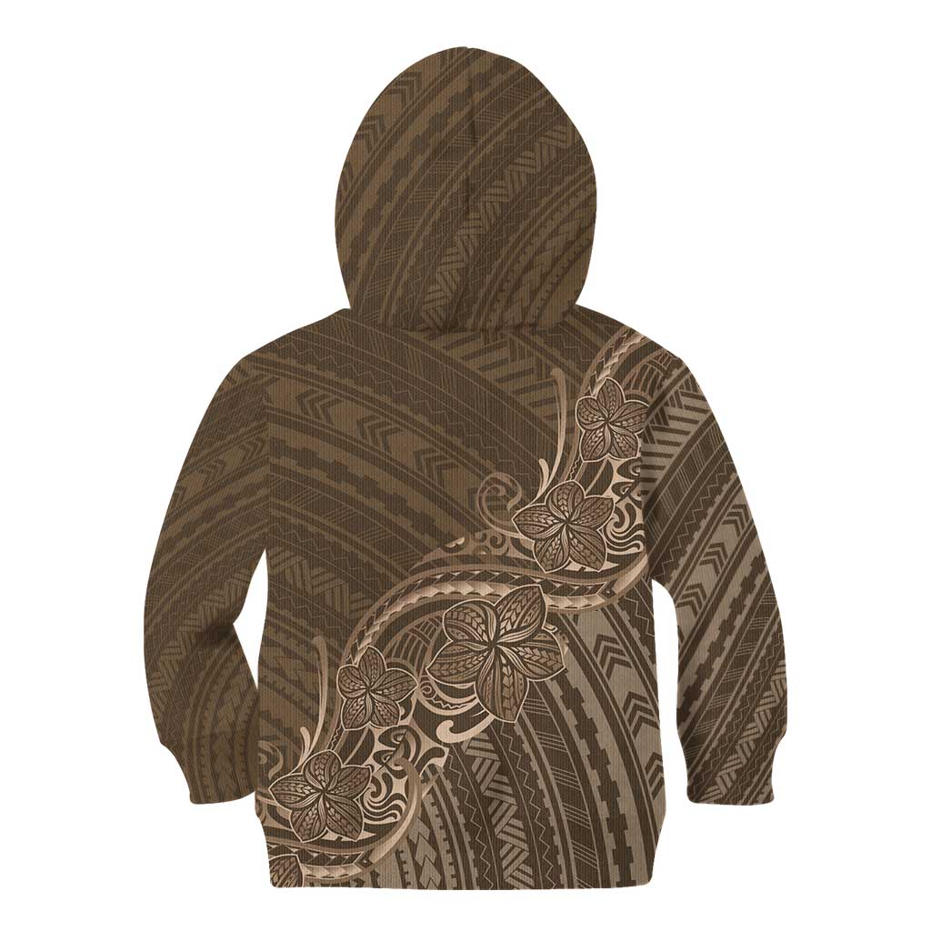 Brown Polynesia Plumeria Tattoo Kid Hoodie LT14 - Polynesian Pride