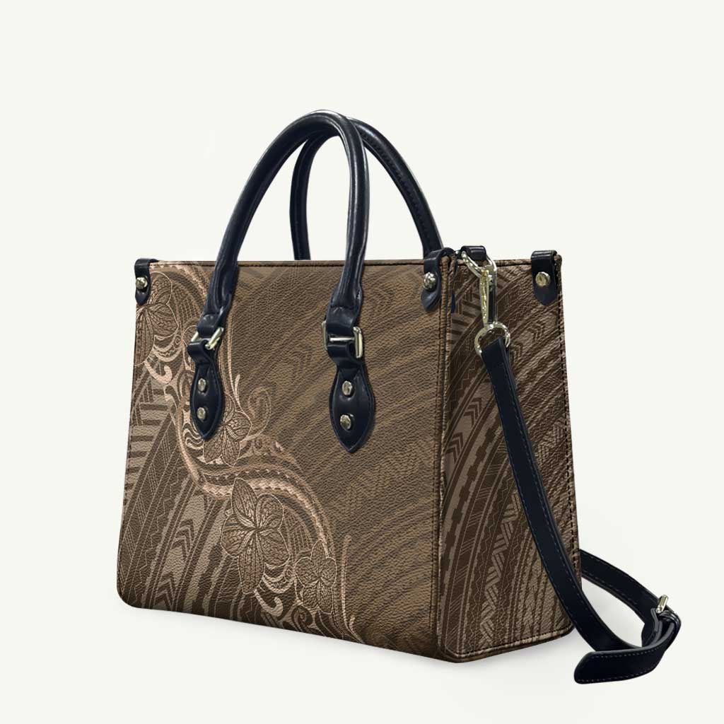 Brown Polynesia Plumeria Tattoo Leather Bag