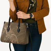 Brown Polynesia Plumeria Tattoo Leather Bag