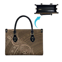 Brown Polynesia Plumeria Tattoo Leather Bag