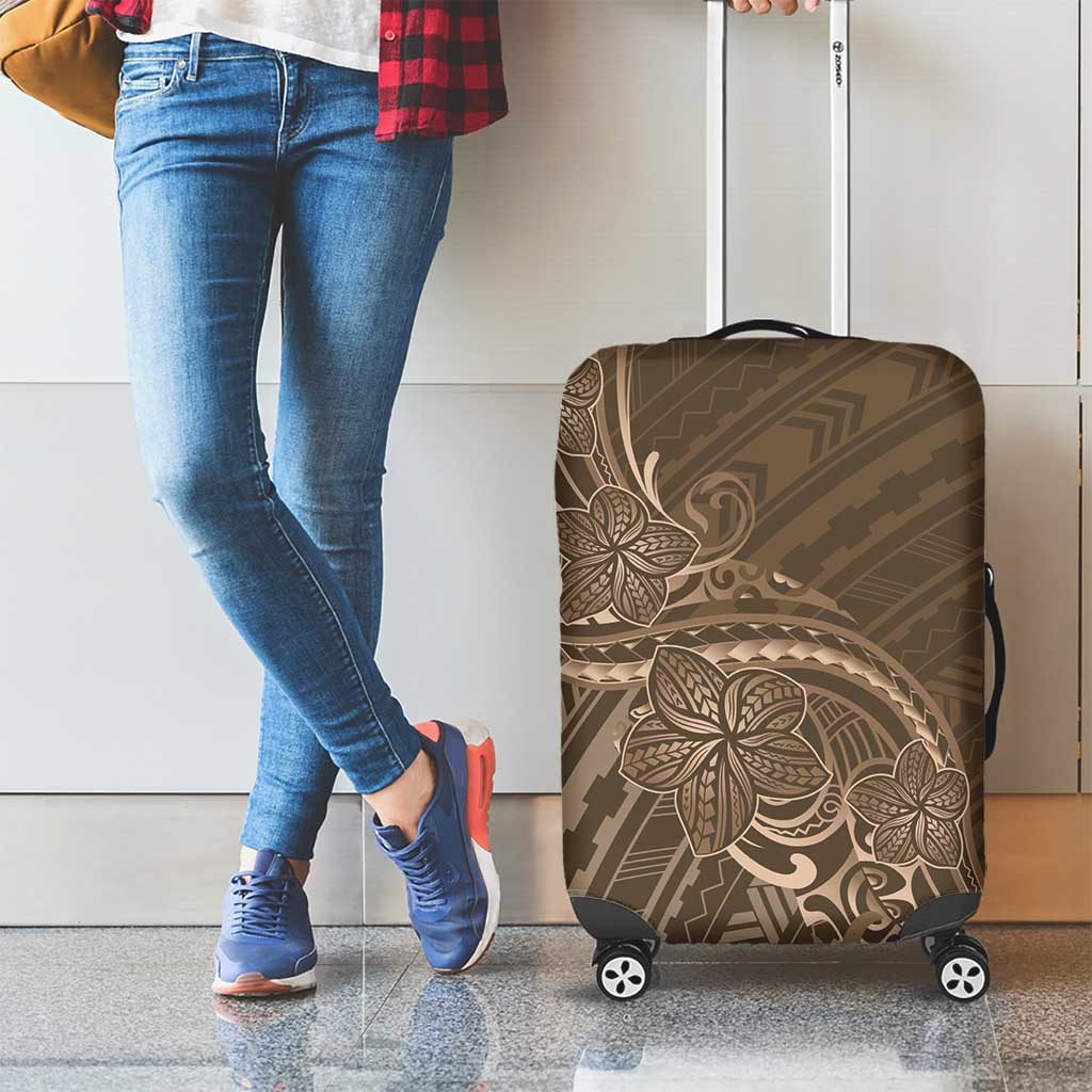 Brown Polynesia Plumeria Tattoo Luggage Cover LT14 - Polynesian Pride