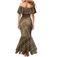 Brown Polynesia Plumeria Tattoo Mermaid Dress LT14 - Polynesian Pride