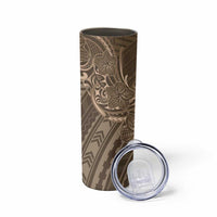 Brown Polynesia Plumeria Tattoo Skinny Tumbler